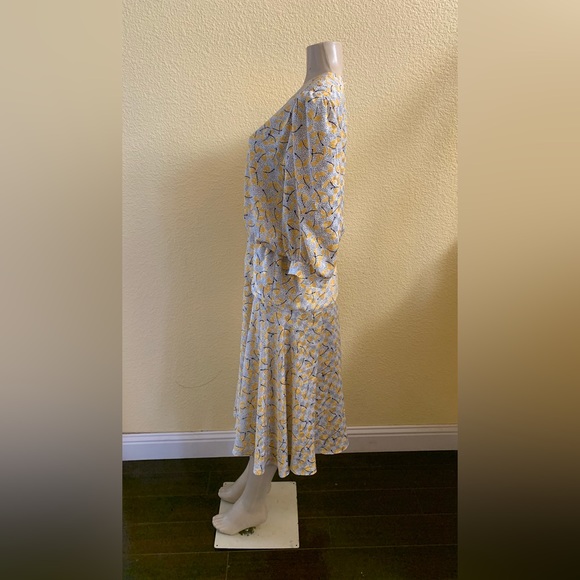 VTG Lorac Original Size ? Multicolored Leaf Print Short Sleeve Drop Waist Dress - Picture 6 of 9